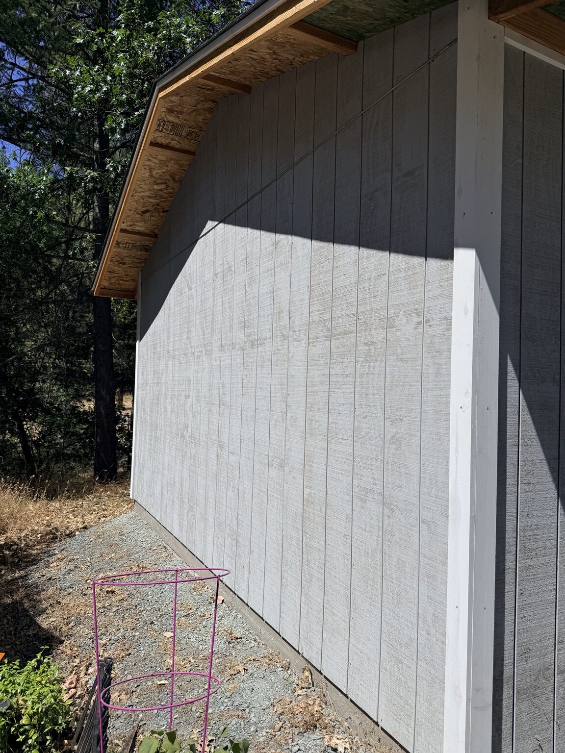 Second elevation of exterior siding and trim work